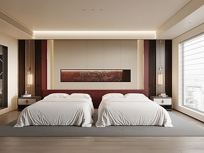 新中式酒店客房 新中式酒店客房 双床房