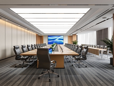 现代新中式会议室 政府会议室