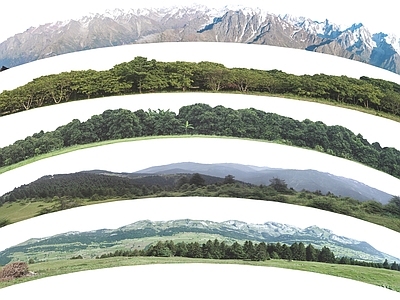 现代背景墙 现代远景背景 环形背景 户外远景