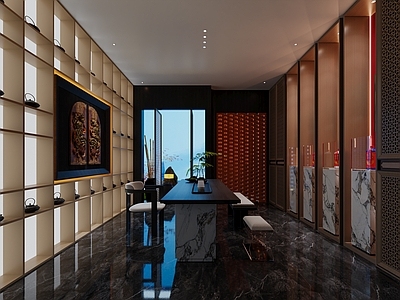 现代新中式茶室 会所茶室 别墅茶室 现代轻奢茶室 茶室 暗黑系茶室