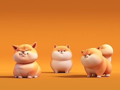 现代摆件组合 现代摆件手办狗 卡通柴犬卡通形象