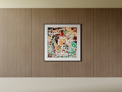 现代简约沙发背景墙 木饰面背景墙 客厅沙发背景 挂画