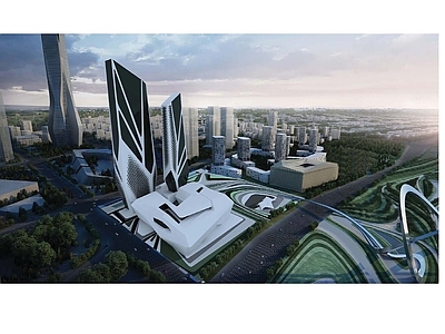 现代办公楼建筑 南京青奥中心大厦 高层办公楼 扎哈 方案图 施工图