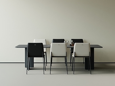 现代简约餐桌椅 长桌 餐桌椅组合 餐桌 餐椅 开放式厨房