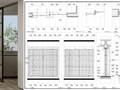 推拉门节点 玻璃门 厨房门 推拉门 金属门 门节点图 施工图