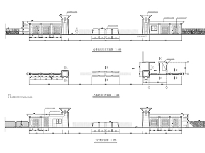 现代门卫室建筑 大门 施工图