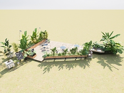 现代商业综合体景观 商业景观 商业外摆 花箱 餐桌