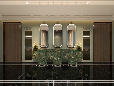 现代公共卫生间 卫生间 公共洗手台