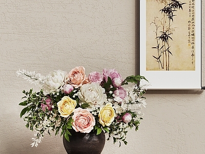 现代花艺 现代花卉 鲜花摆件 花艺花卉 陶瓷花瓶 玄关摆件