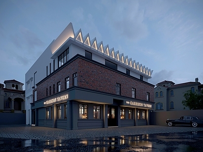 工业复古艺术风格建筑 工业风外观 酒吧外观