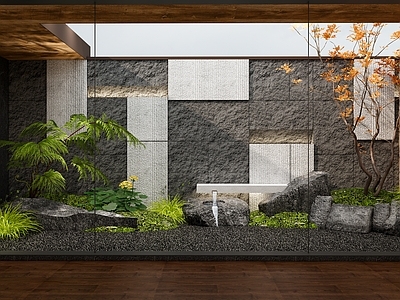 现代庭院小品 现代天井景观 现代庭院花园 现代景墙水景 现代庭院小品 现代室内景观