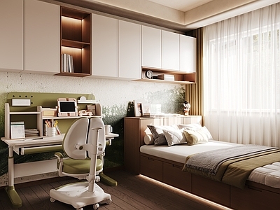 现代男孩房 男孩房 榻榻米房