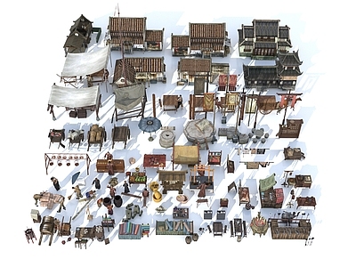 多人 古代人物 古代建筑 集市