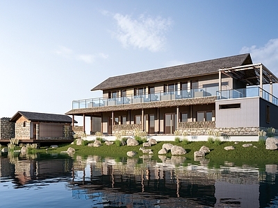 现代其他景观小建筑 新中式民宿建筑 乡村民房 民宿酒店建筑