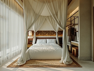 奶油侘寂家居卧室 卧室 家装 客房