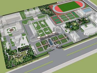 现代简约教育校园景观 校园景观 学校景观 滨水公园 学校休闲公园 公园