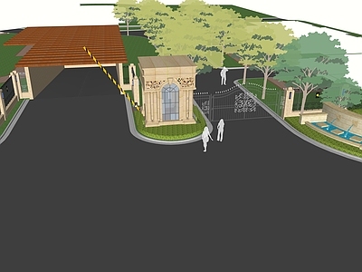 现代轻奢小区建筑 小区入口 小区建筑 小区围墙 水景墙