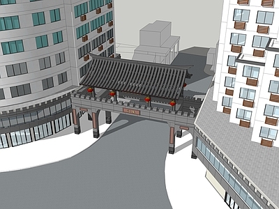 新中式中式古建筑 门楼