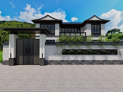 新中式中式乡村民房 一户一宅 农村自建房 乡村别墅