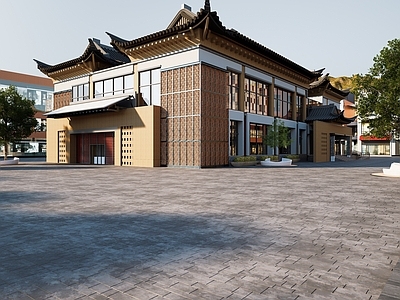 新中式中式博物馆 朝鲜族博物馆 坡屋顶建筑 展览馆