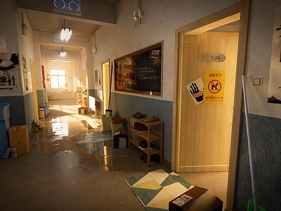现代复古宿舍 学生宿舍 老宿舍 宿舍走廊