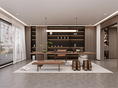 现代新中式茶室 会所茶室 办公室茶室 阳台茶室 茶室柜