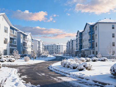 现代其它外景 造景 窗外景 小区外景 雪景