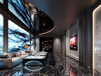 现代KTV KTV大堂 娱乐会所大厅 KTV包间