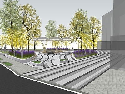 现代简约口袋公园 现代景观口袋公园 街角小游园 城市更新微更新 小型公园三角公园 城市生态公园小区