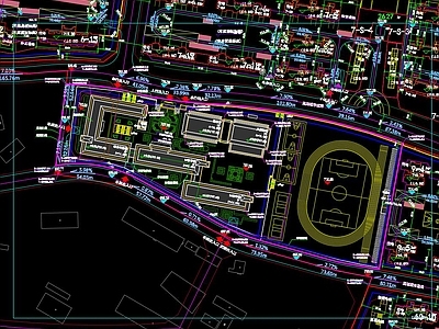 新中式学校建筑 宿舍楼 报告厅 风雨操场 施工图