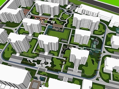现代新中式小区景观 大区景观 小区景观 儿童活动区 中心活动场地