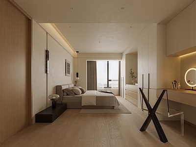 奶油原木家居卧室 主卧 次卧 卧室梳妆台