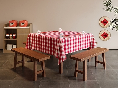 中式餐桌椅 农家乐餐桌椅 备餐柜