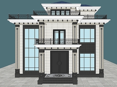 美式新中式风格建筑 自建房建筑