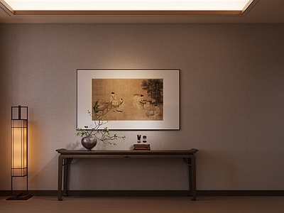 现代新中式玄关 玄关 书房 宋代书房 过道 端景
