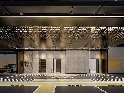 现代轻奢其他公共空间 现代小区车库 轻奢车库