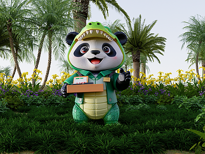 现代其他美陈 大熊猫创意小品 卡通美陈玩偶 熊猫动漫IP 网红商业外摆玩偶 卡通动物公仔
