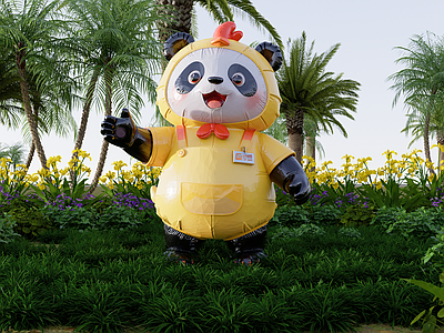 现代其他美陈 大熊猫创意小品 卡通美陈玩偶 熊猫动漫IP 网红商业外摆玩偶 卡通动物公仔