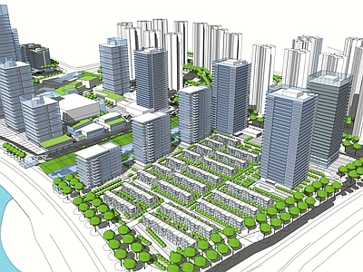 现代鸟瞰规划 办公商业住宅规划 城市规划