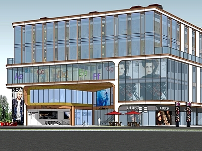 现代商场建筑 多层商业建筑 地铁入口建筑