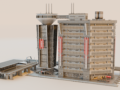 工业风格建筑 工业建筑 赛博朋克建筑 科幻建筑 城市建筑 工业城市建筑