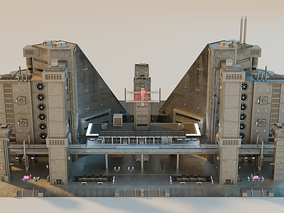 工业风格建筑 赛博朋克建筑 工业建筑 科幻建筑 未来建筑 工业城市建筑