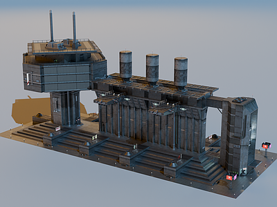 工业风格建筑 赛博朋克建筑 工业建筑 科幻建筑 未来建筑 工业城市建筑