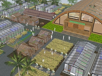 现代其他公共建筑 蔬菜大棚 种植园地 植物蔬菜 温室大棚