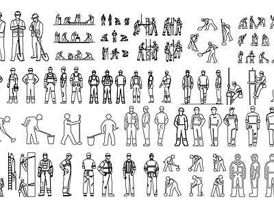 现代人物 建筑工人 劳动人民 民工 人物剪影 劳作 施工图