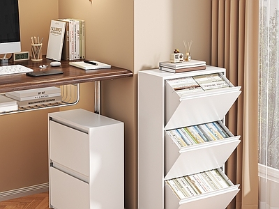 现代书柜 现代简约书本置物 书本笔筒台灯 电脑手机