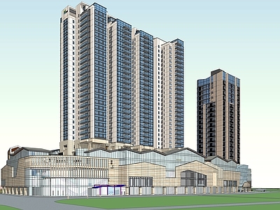 现代商场建筑 商业住宅高层 住宅商业广场 商业综合体