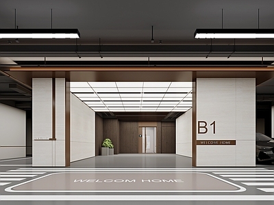 现代其他公共空间 光厅 归家大堂 地库入口 住宅公区大堂