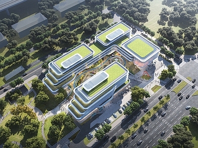 现代简约办公楼 屋顶绿化办公楼 多层办公楼 邻里中心 酒店 内庭院