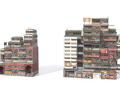 现代其他住宅外观 高层楼房 门店招牌 筒子楼